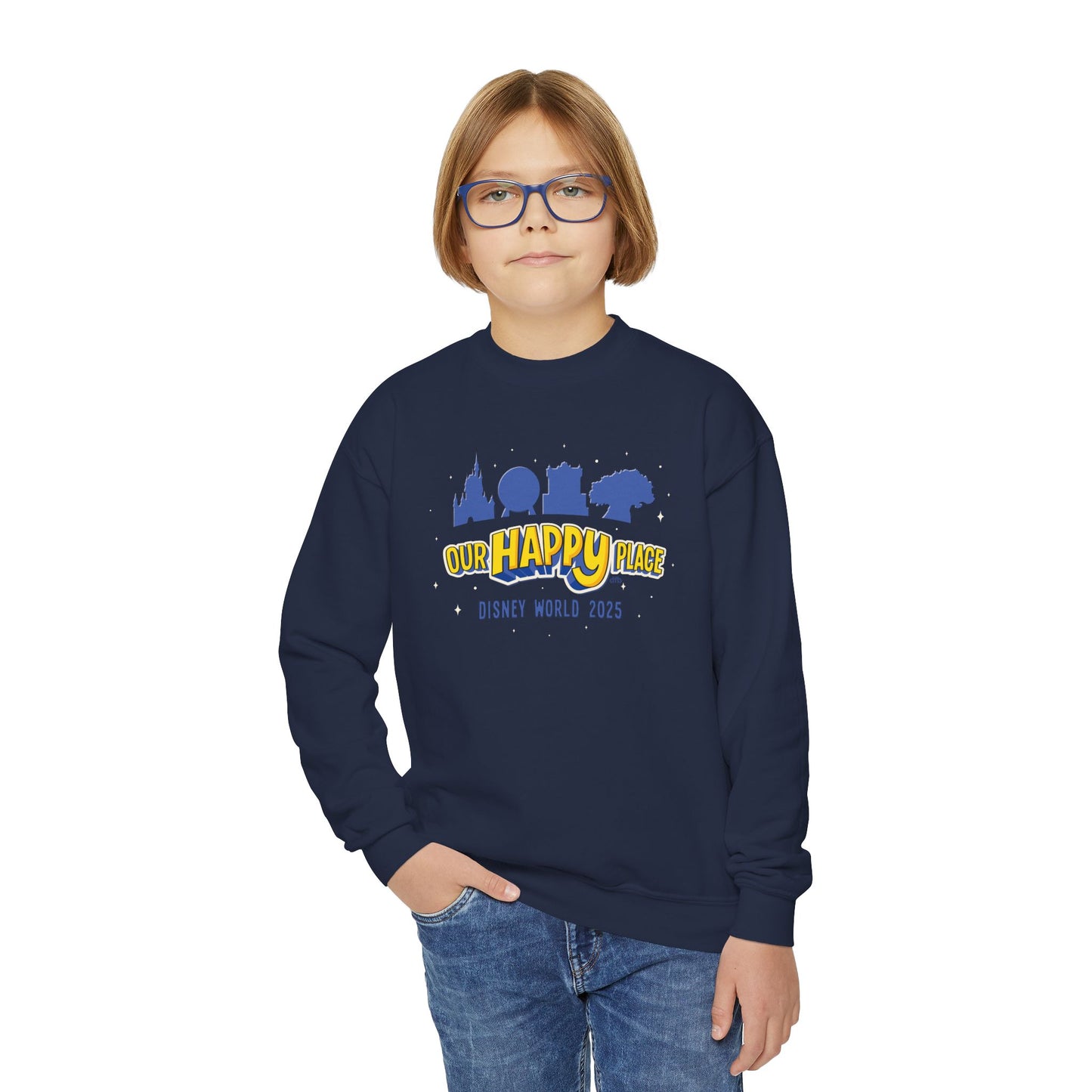 Our Happy Place 2025 - Family Matching - Youth Crewneck Sweatshirt