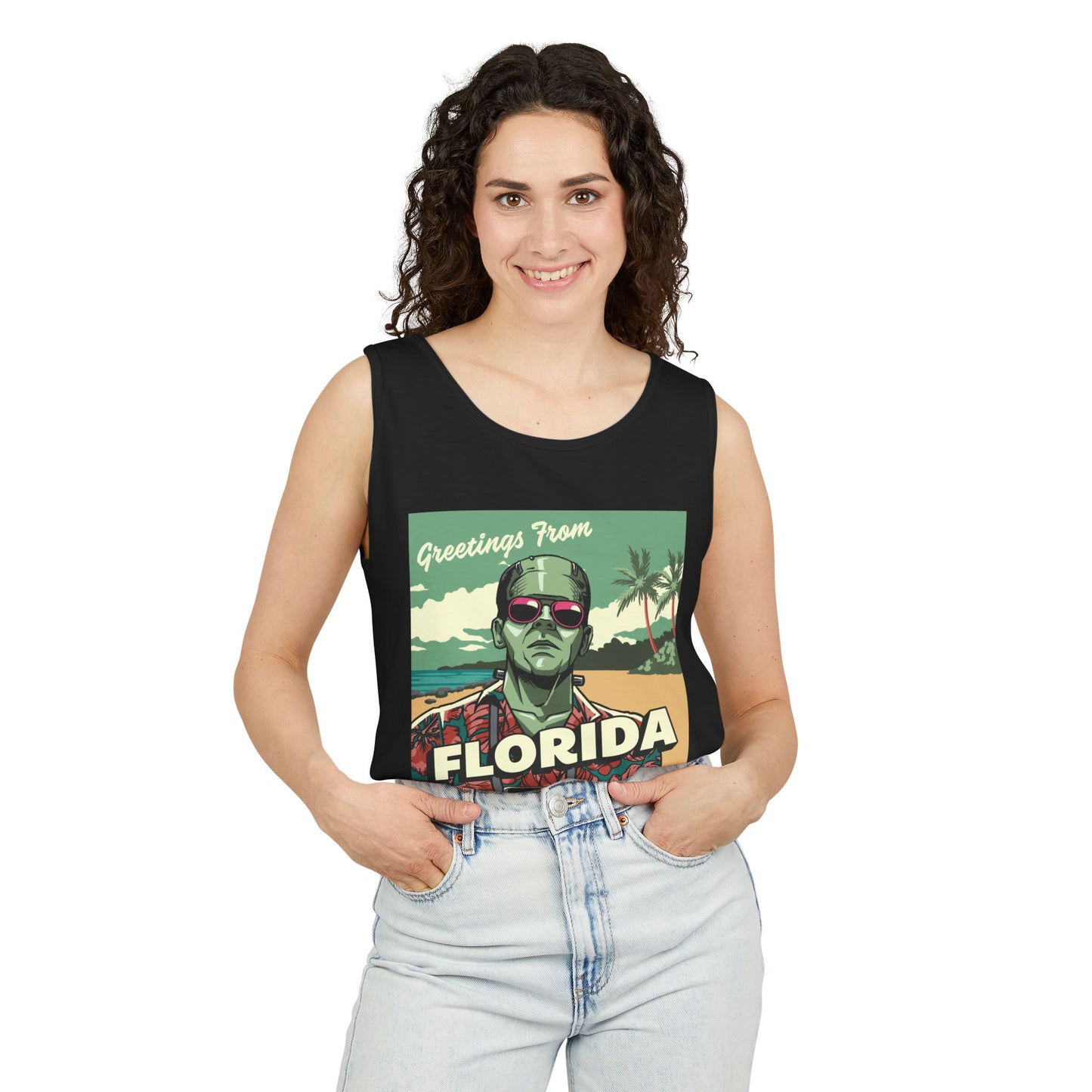 Monsters on Vacation - Unisex Garment-Dyed Tank Top