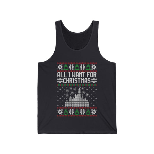 All I Want for Christmas Ugly Sweater Disneyland Unisex Tank Top