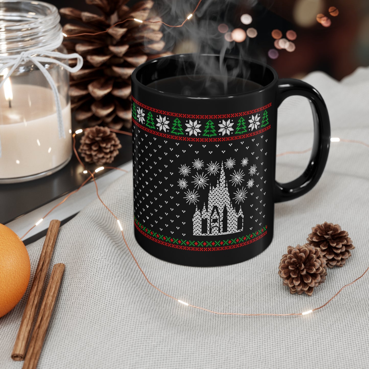 All I Want for Christmas Disney World Ugly Sweater Black Mug