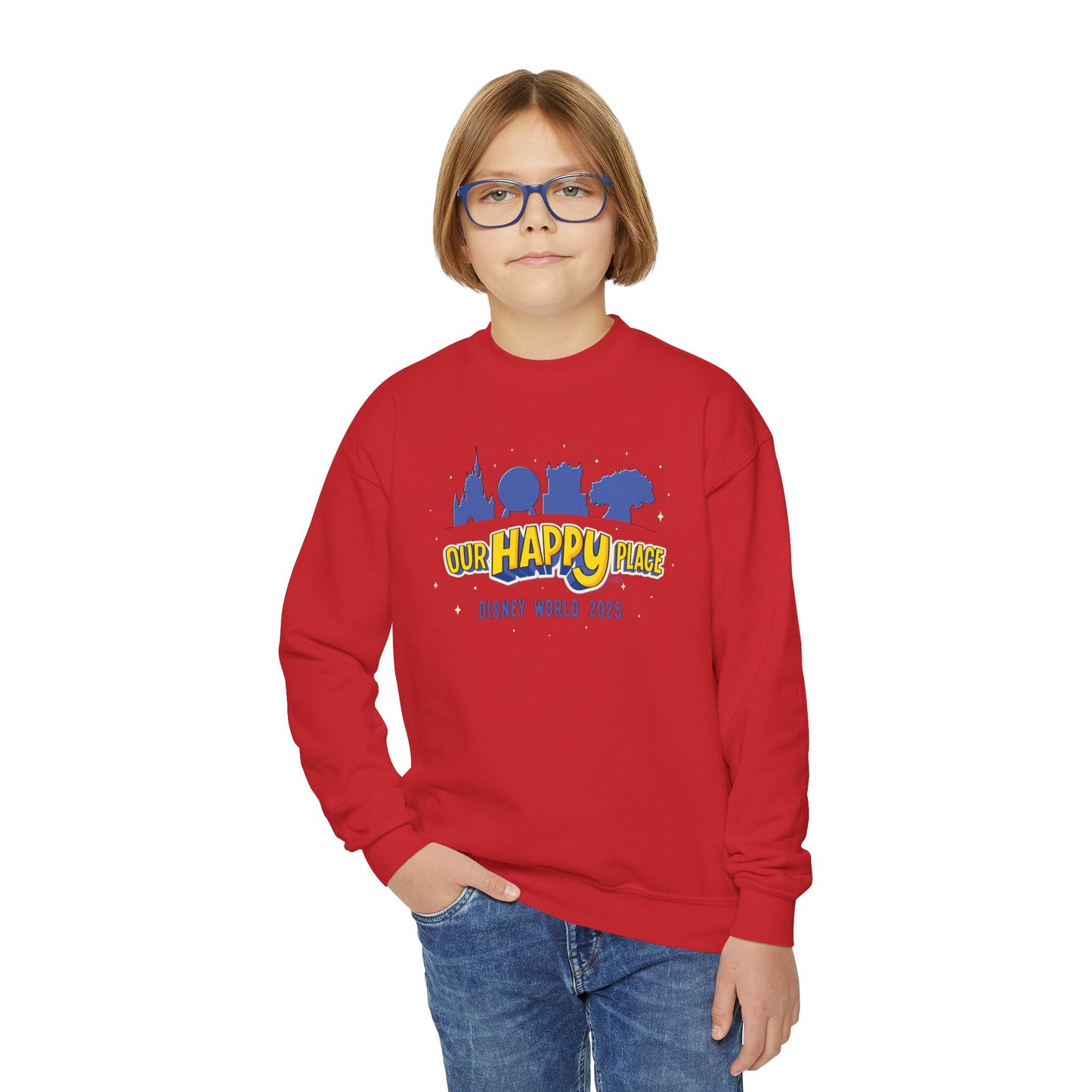 Our Happy Place 2025 - Family Matching - Youth Crewneck Sweatshirt