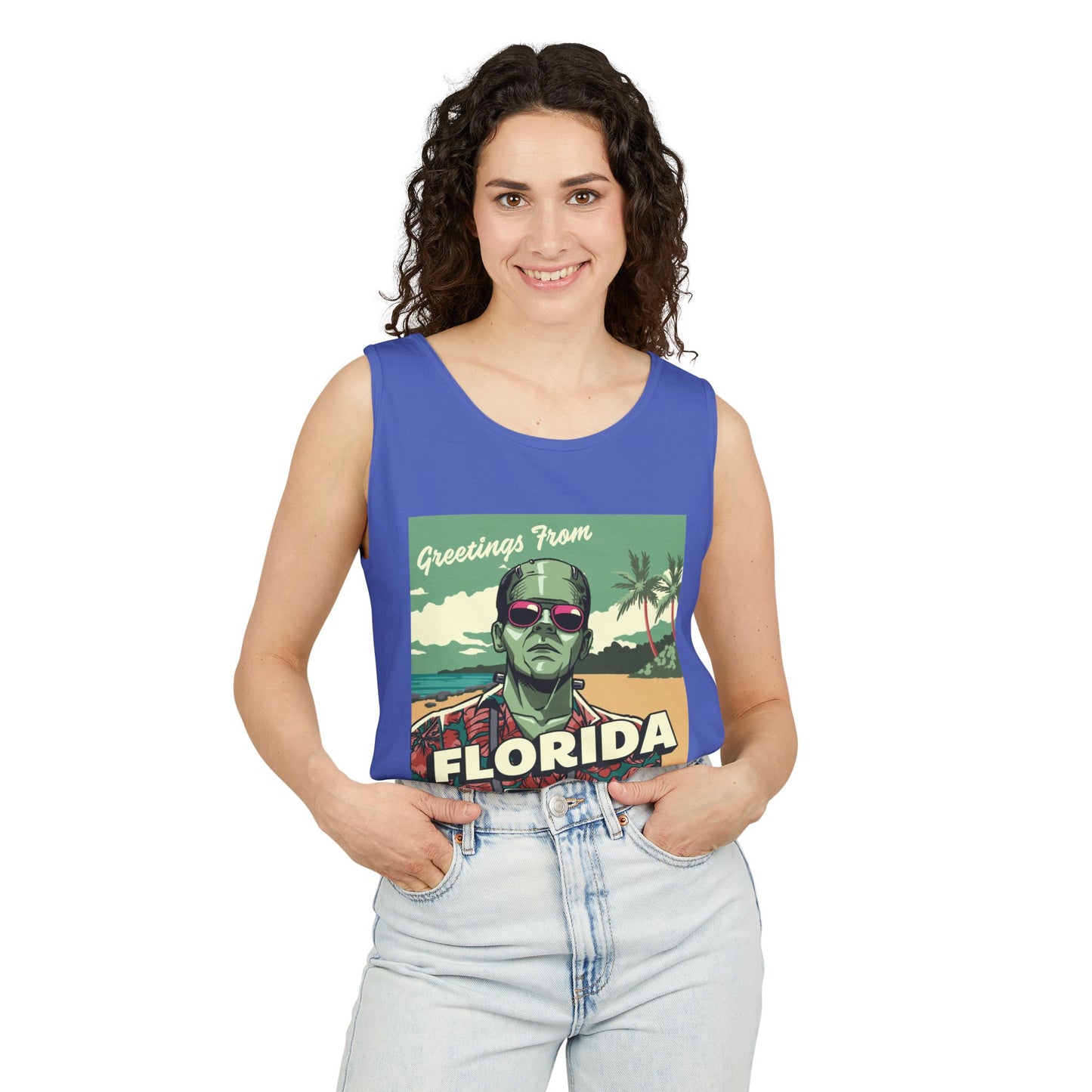 Monsters on Vacation - Unisex Garment-Dyed Tank Top