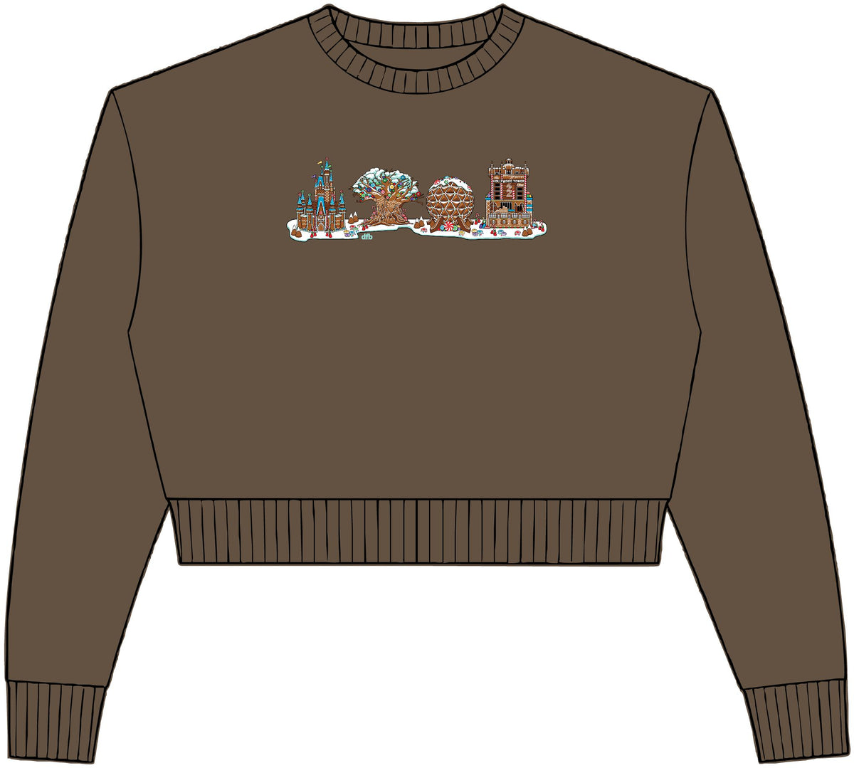 Gingerbread Park Icons - Womens Relaxed Crop Crewneck