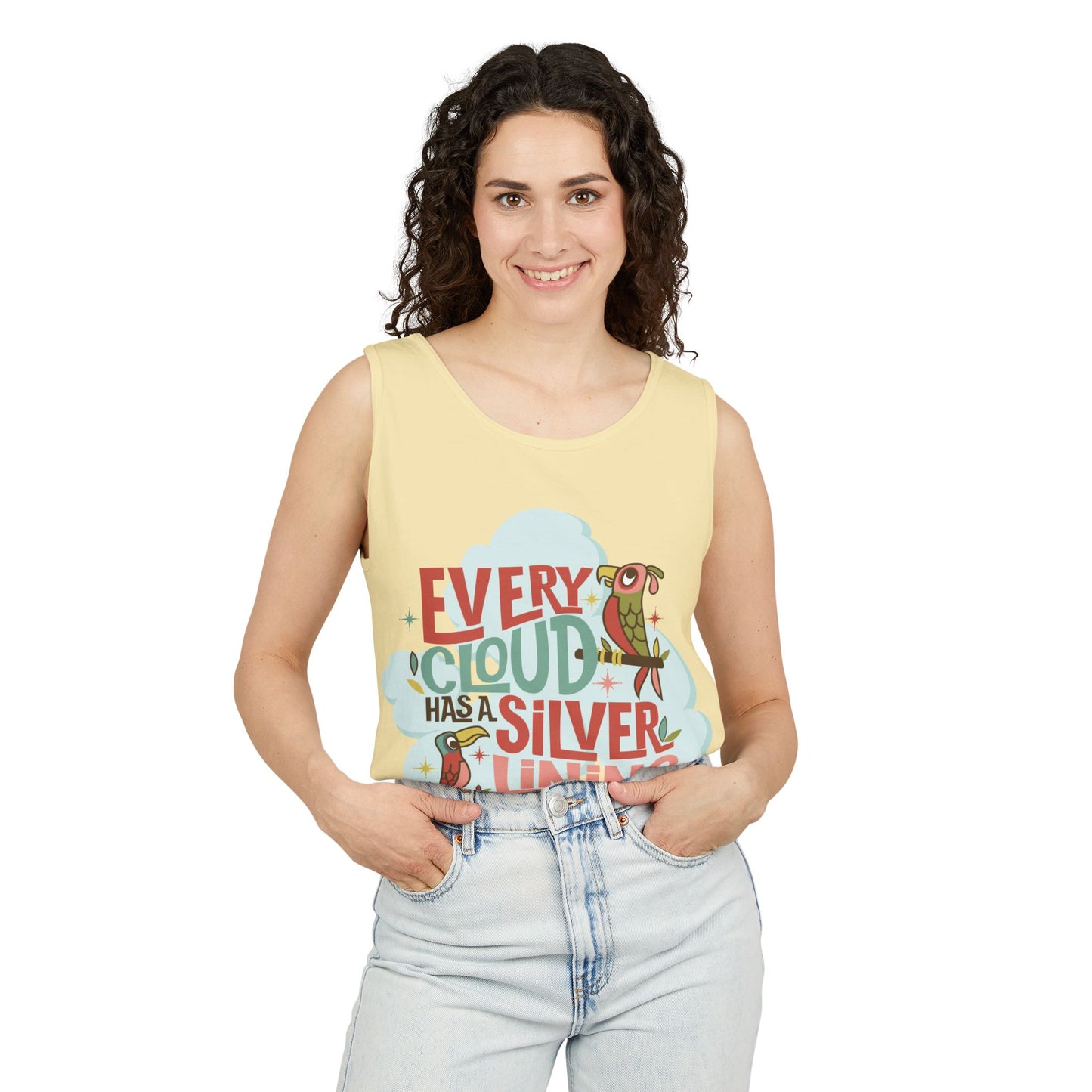 Every Cloud Has a Silver Lining - Unisex Garment-Dyed Tank Top