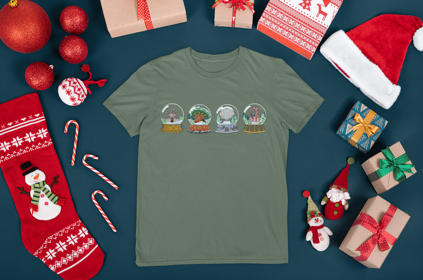 Park Landmarks in Snowglobes - Adult Tshirt