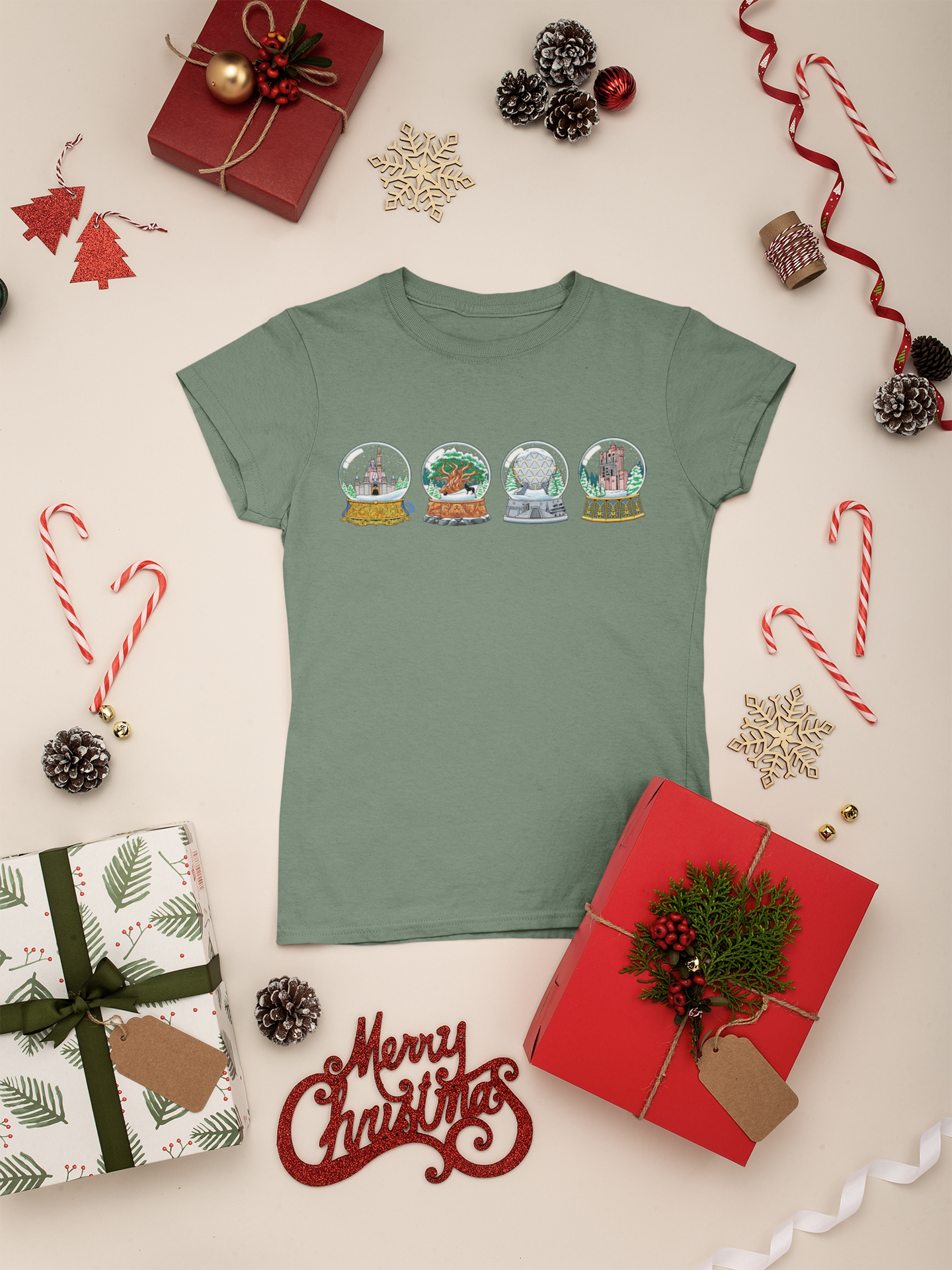 Park Landmarks in Snowglobes - Adult Tshirt