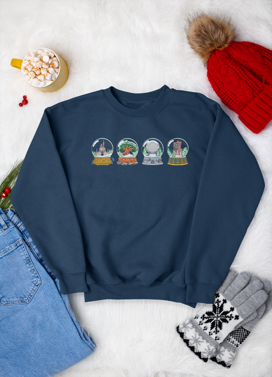 Park Landmarks in Snowglobes - Adult Crewneck Sweatshirt