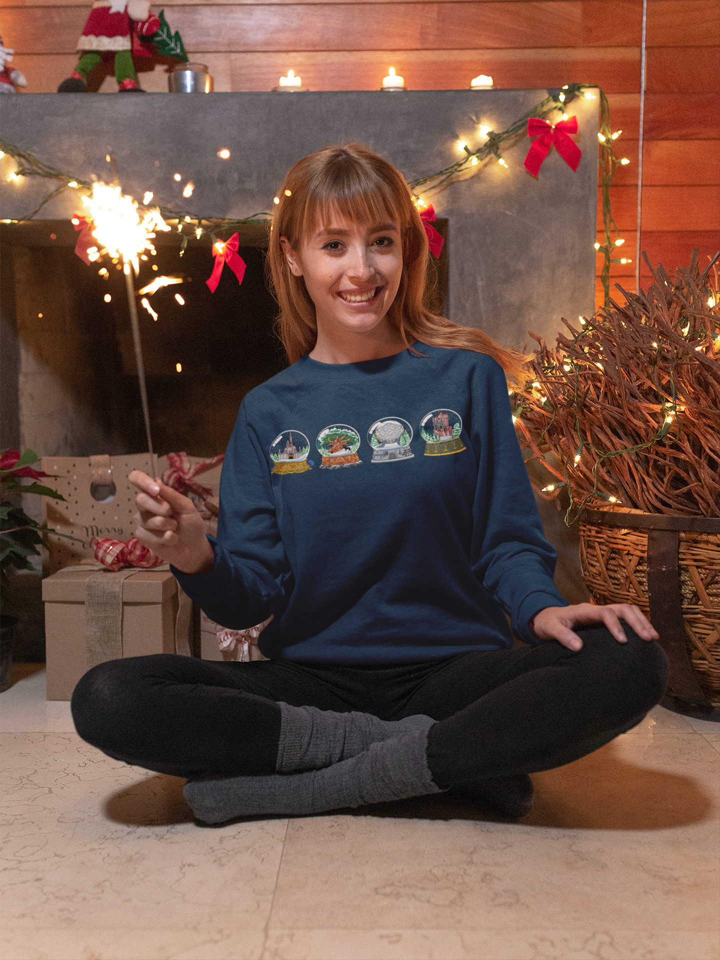 Park Landmarks in Snowglobes - Adult Crewneck Sweatshirt