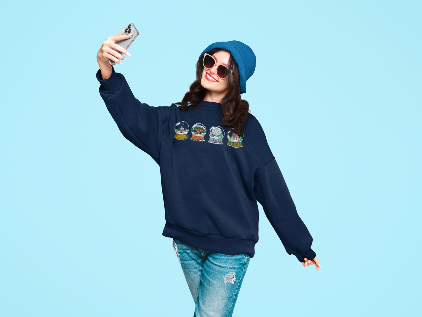 Park Landmarks in Snowglobes - Adult Crewneck Sweatshirt