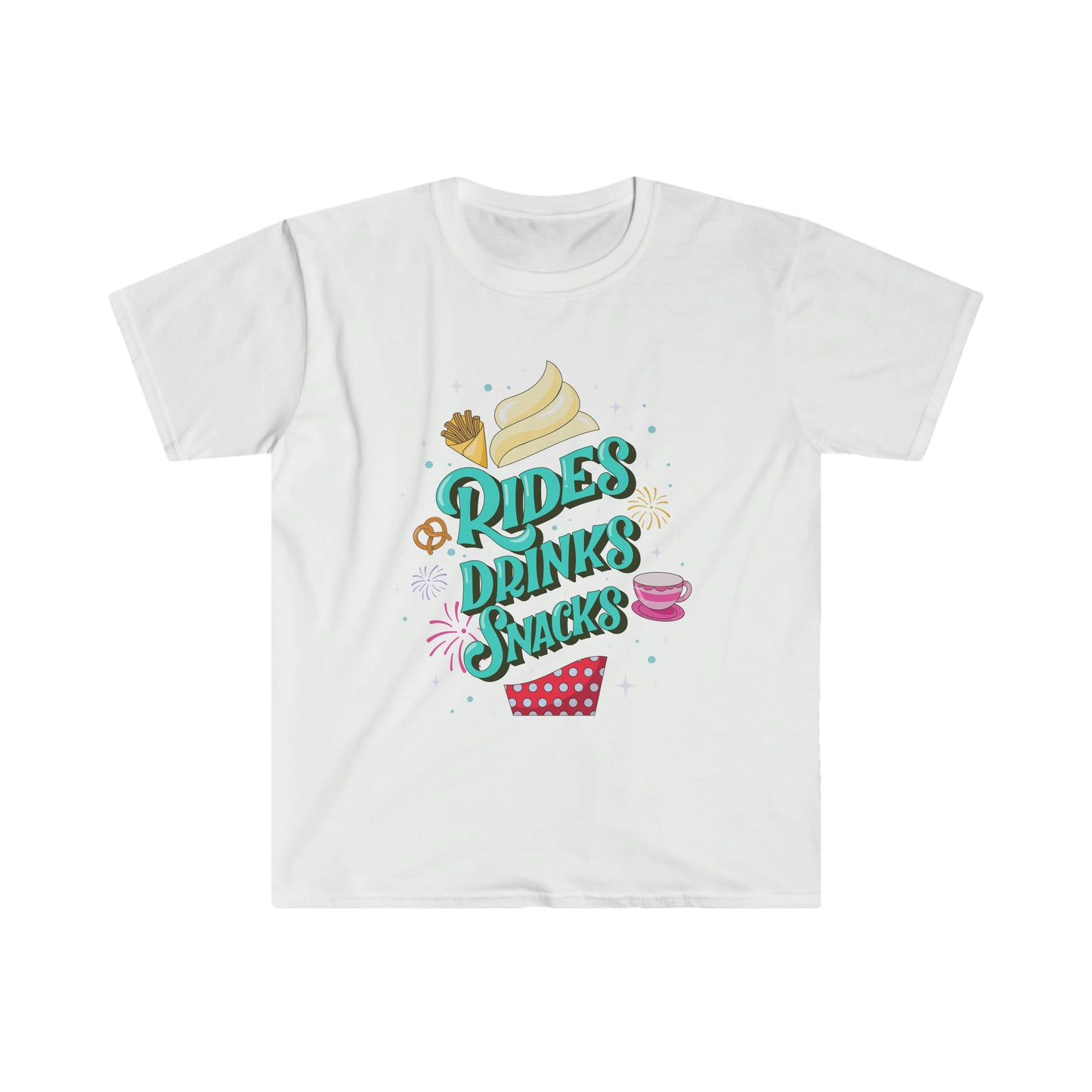 Rides, Drinks, Snacks - Adult TShirt