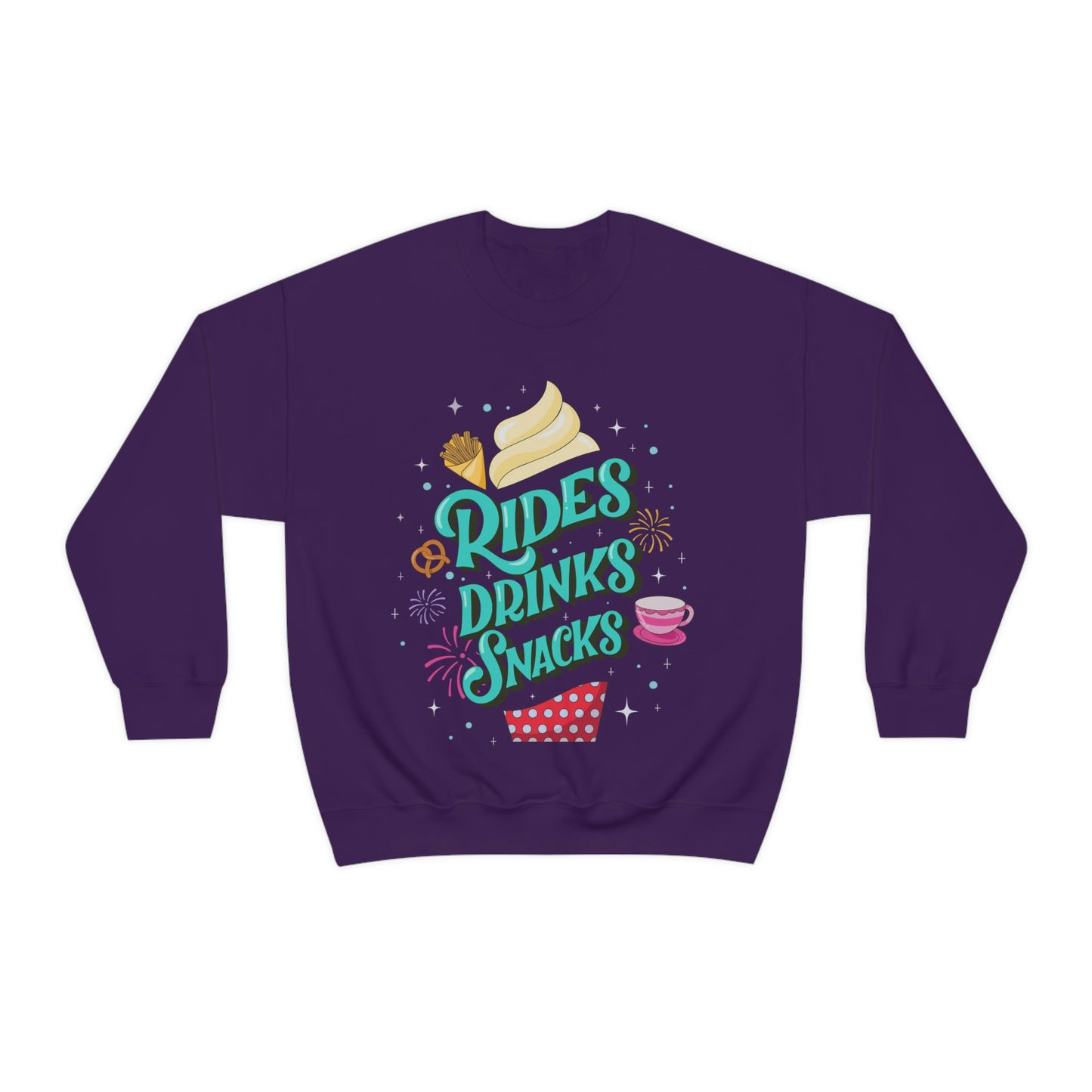 Rides, Drinks, Snacks - Adult Crewneck Sweatshirt
