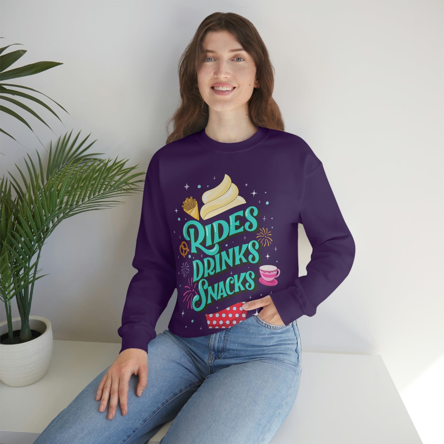 Rides, Drinks, Snacks - Adult Crewneck Sweatshirt
