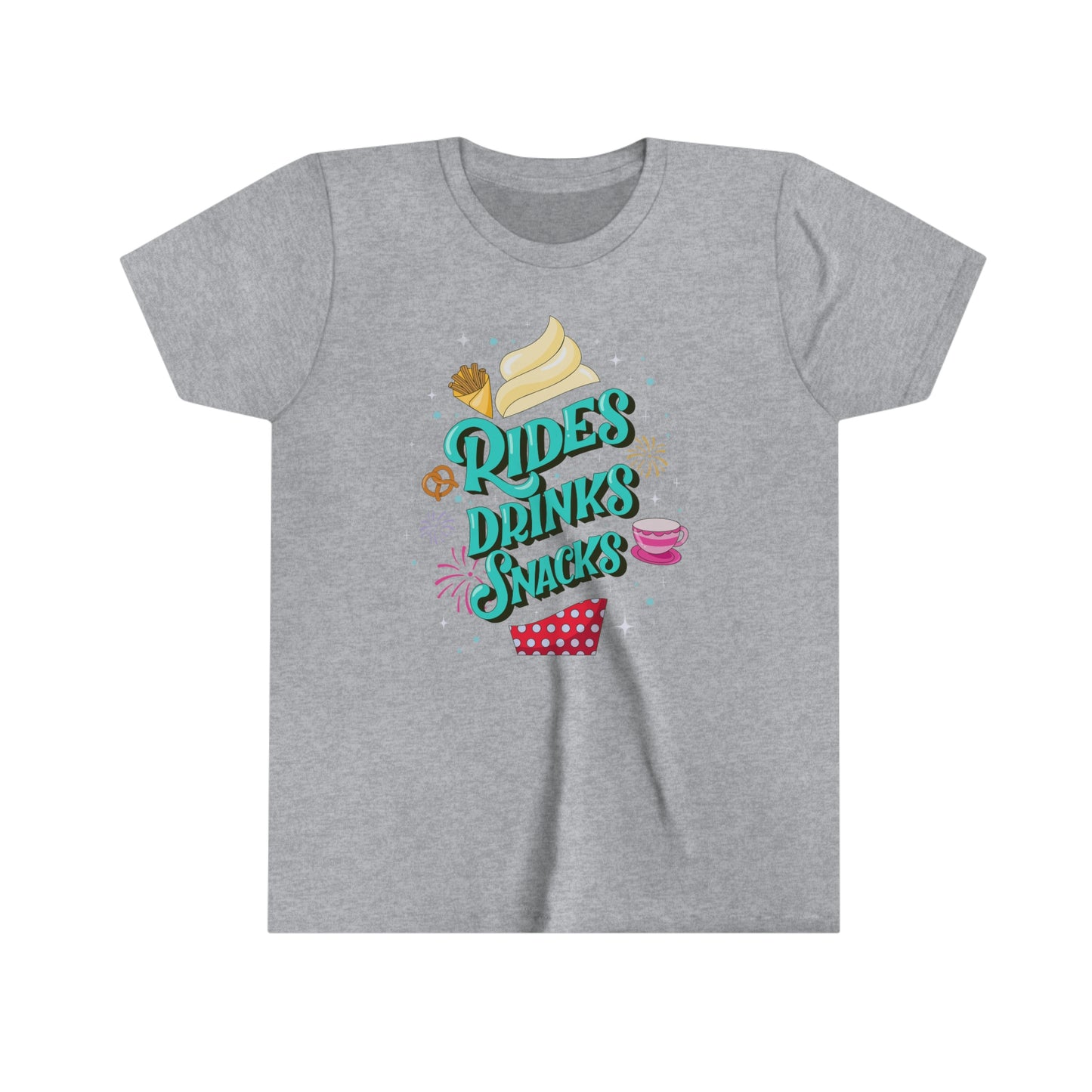 Rides, Drinks, Snacks - Youth Short Sleeve Tee Shirt