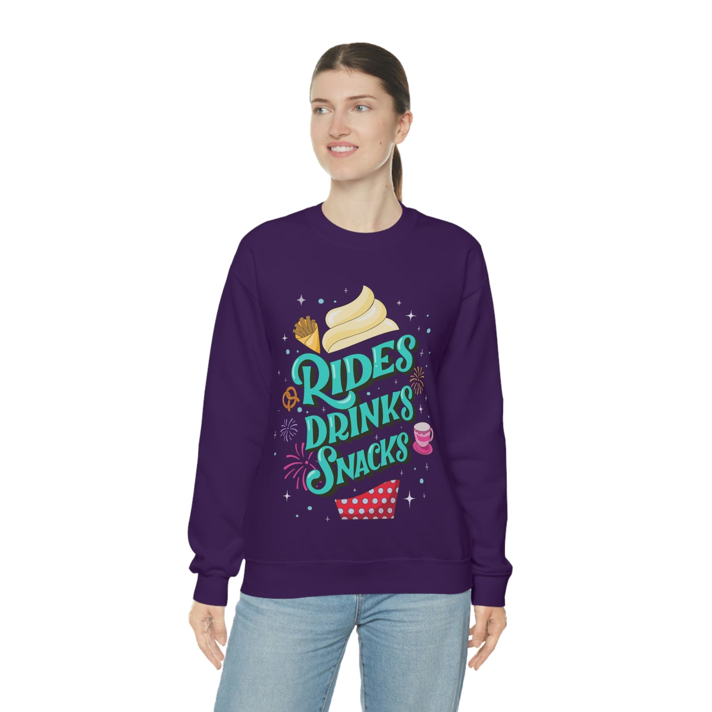 Rides, Drinks, Snacks - Adult Crewneck Sweatshirt
