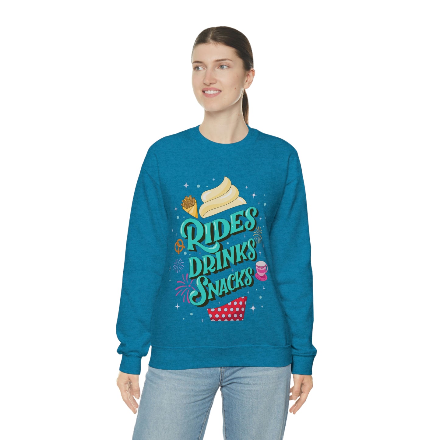 Rides, Drinks, Snacks - Adult Crewneck Sweatshirt