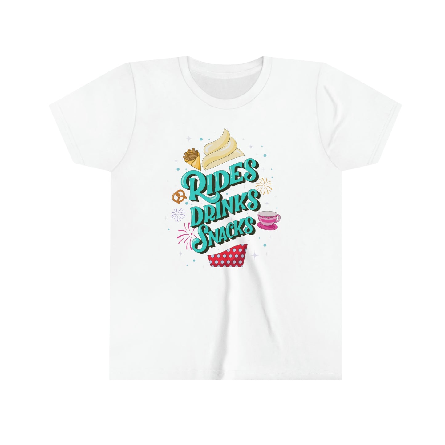 Rides, Drinks, Snacks - Youth Short Sleeve Tee Shirt