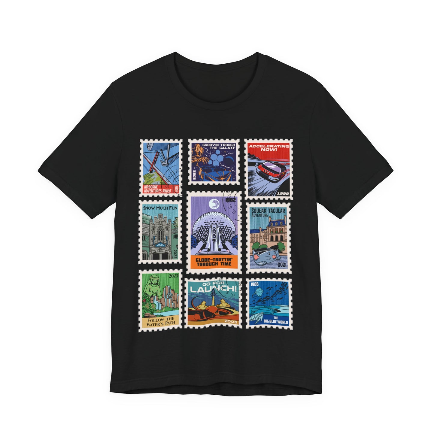 EPCOT Vintage Stamps - Adult Tee Shirt