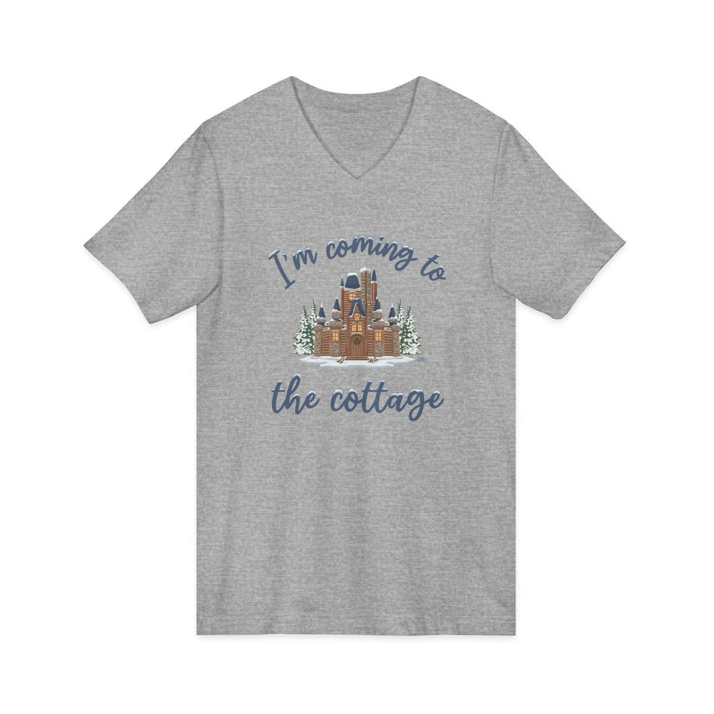 Snowy Cabin Castle, I'm Coming to the Cottage - Short Sleeve V-Neck Tee