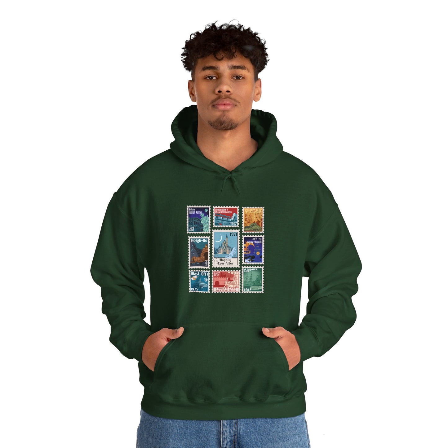 Magic Kingdom Vintage Stamps - Adult Hoodie Sweatshirt