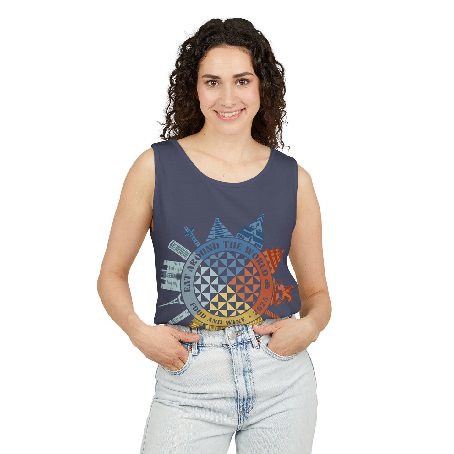 Food & Wine Compass - Unisex Garment-Dyed Tank Top