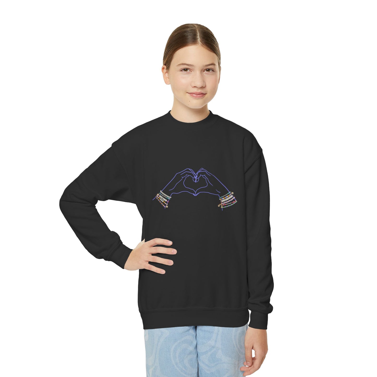 Heart Hands Friendship Bracelets - Youth Crewneck Sweatshirt