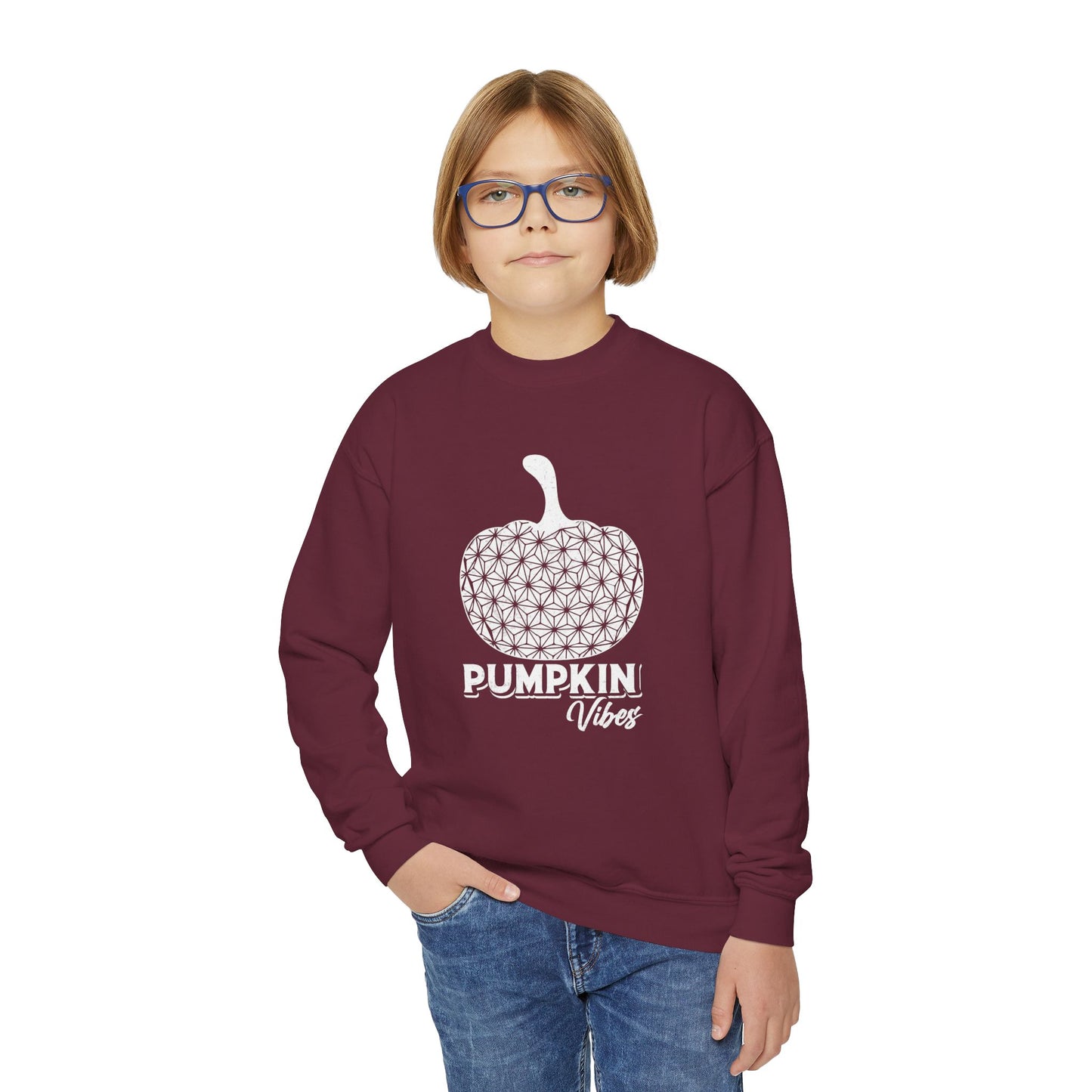 Pumpkin Vibes EPCOT Spaceship Earth Youth Crewneck Sweatshirt