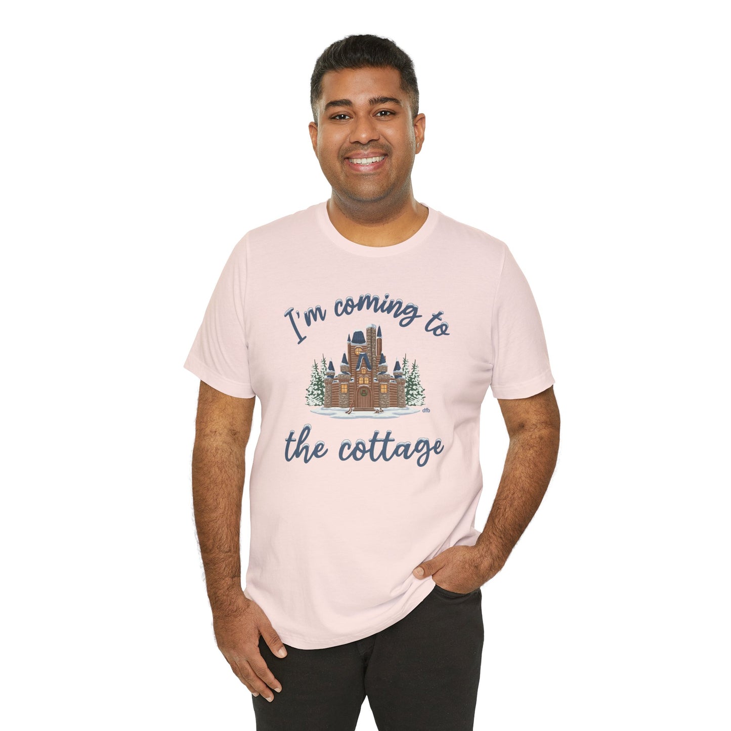Snowy Cabin Castle, I'm Coming to the Cottage - Adult Tee Shirt
