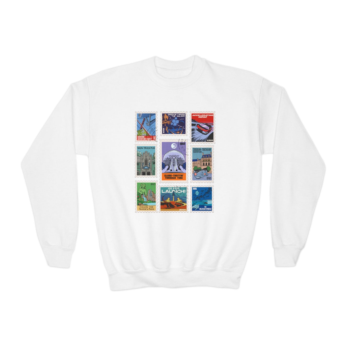 EPCOT Vintage Stamps - Youth Crewneck Sweatshirt