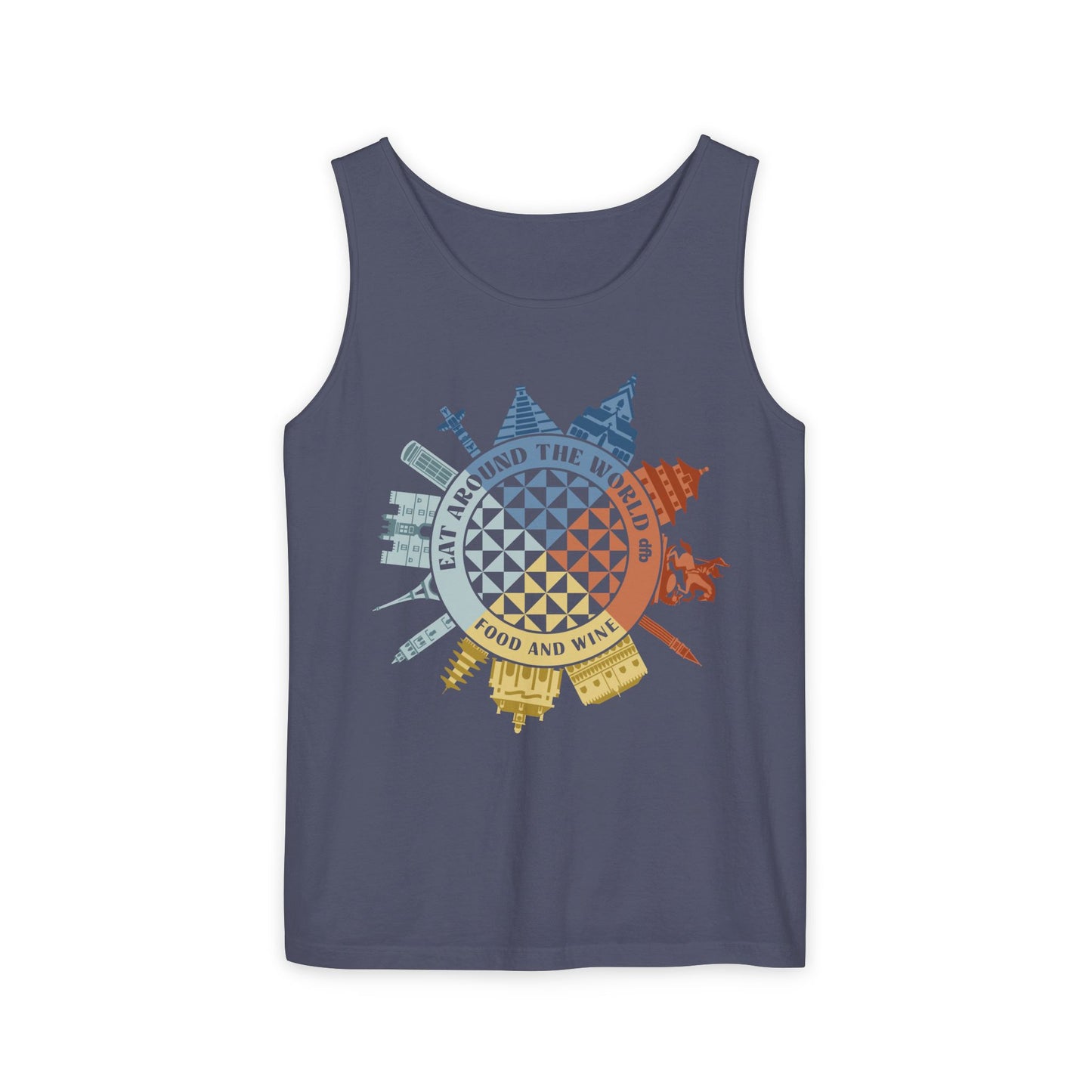 Food & Wine Compass - Unisex Garment-Dyed Tank Top