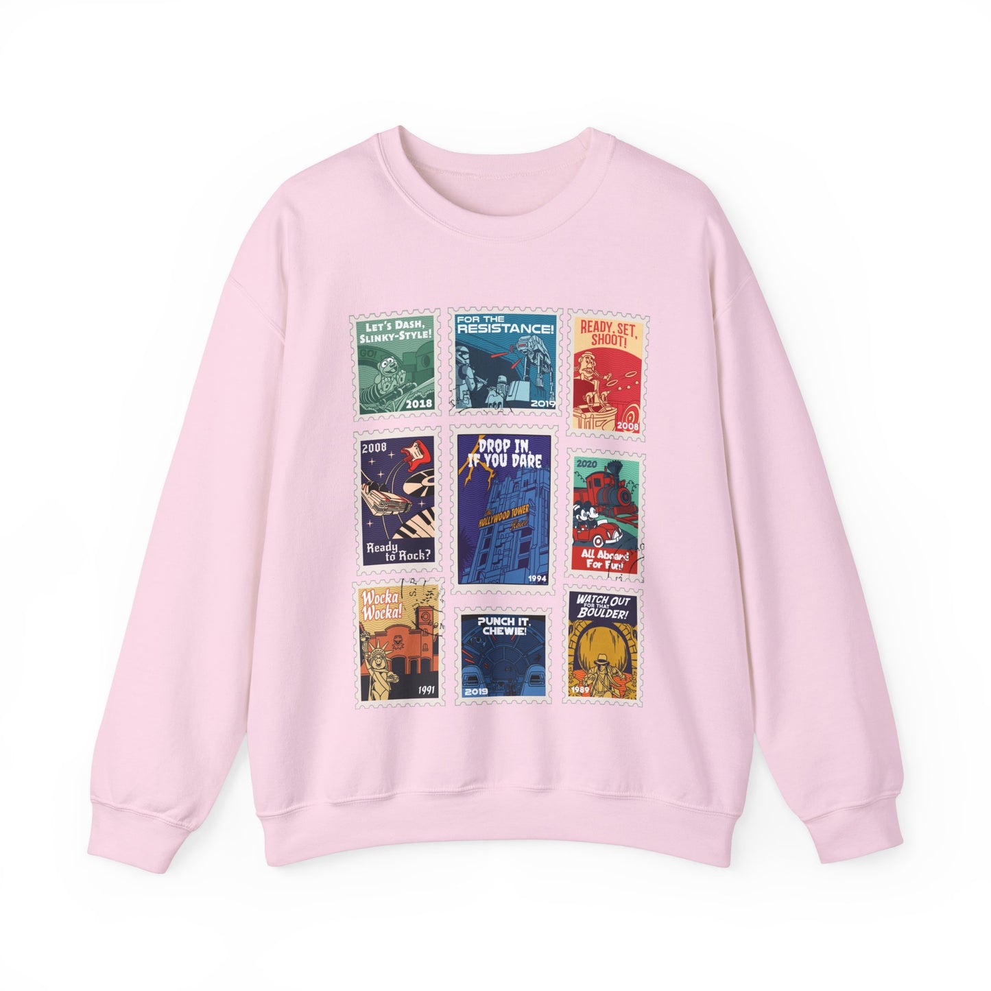 Hollywood Studios Vintage Stamps - Adult Crewneck Sweatshirt