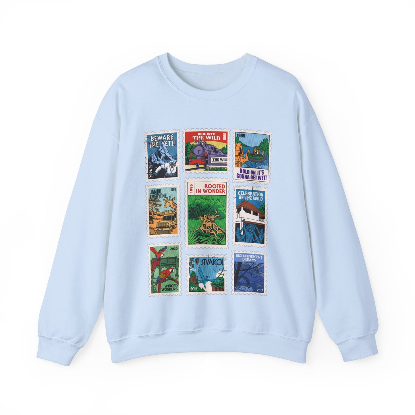 Animal Kingdom Vintage Stamps - Adult Crewneck Sweatshirt