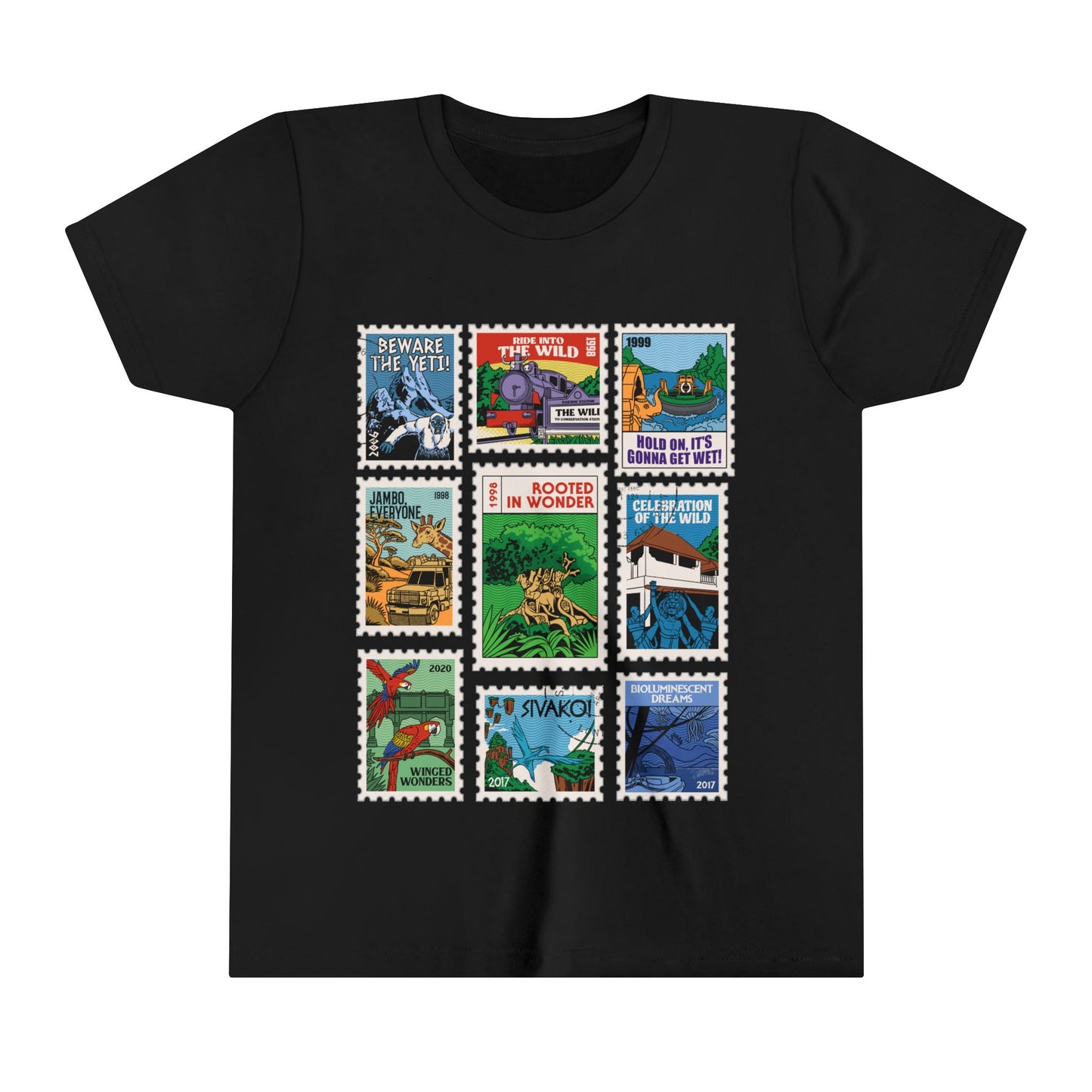 Animal Kingdom Vintage Stamps - Youth Short Sleeve Tee Shirt