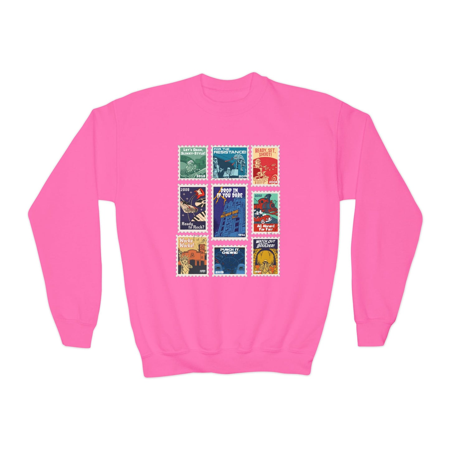 Hollywood Studios Vintage Stamps - Youth Crewneck Sweatshirt