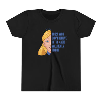 Alice in Wonderland Quote - Those Who Don't Believe in the Magic Will Never Find It - Youth Short Sleeve Tee Shirt