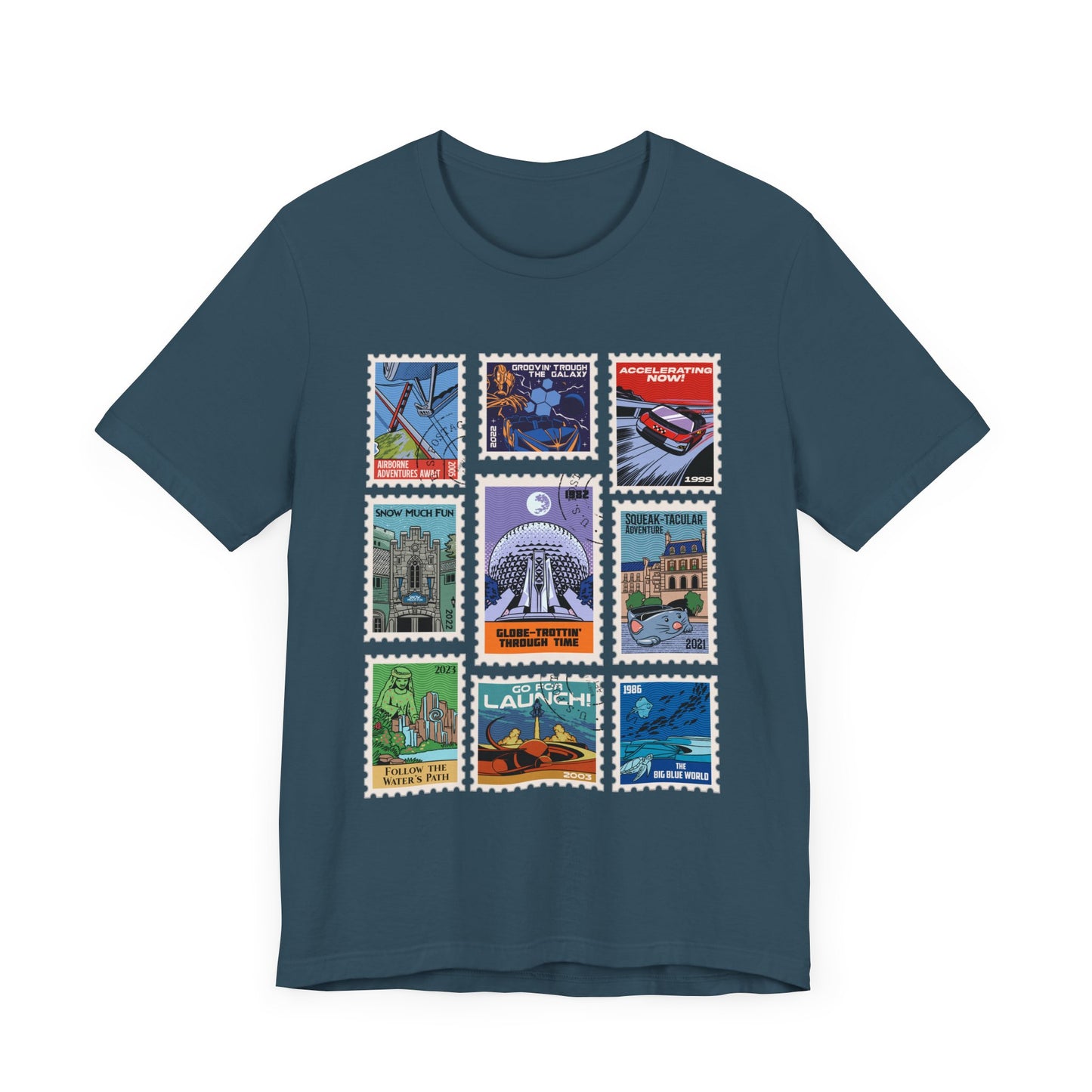 EPCOT Vintage Stamps - Adult Tee Shirt