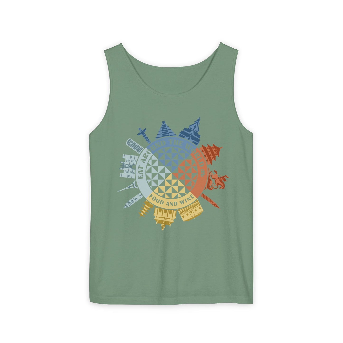 Food & Wine Compass - Unisex Garment-Dyed Tank Top