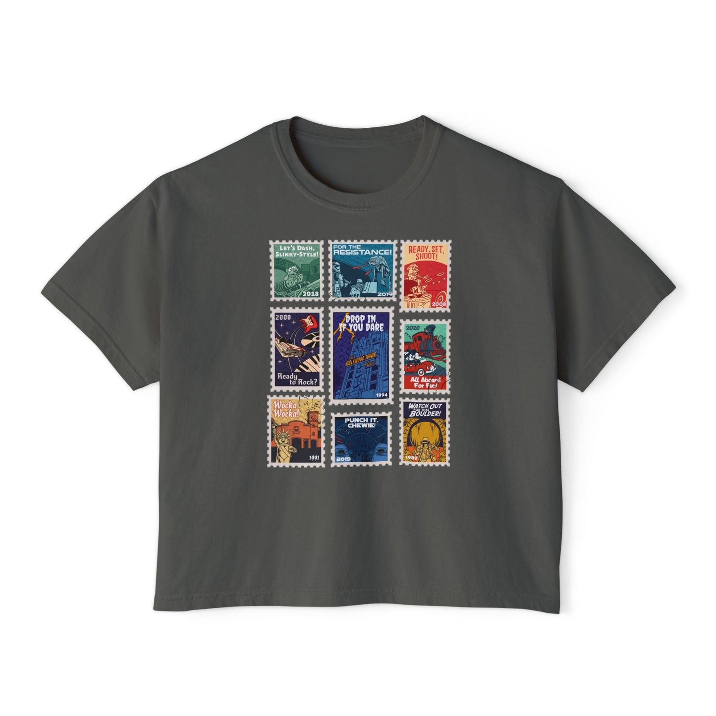 Hollywood Studios Vintage Stamps - Women's Boxy Tee