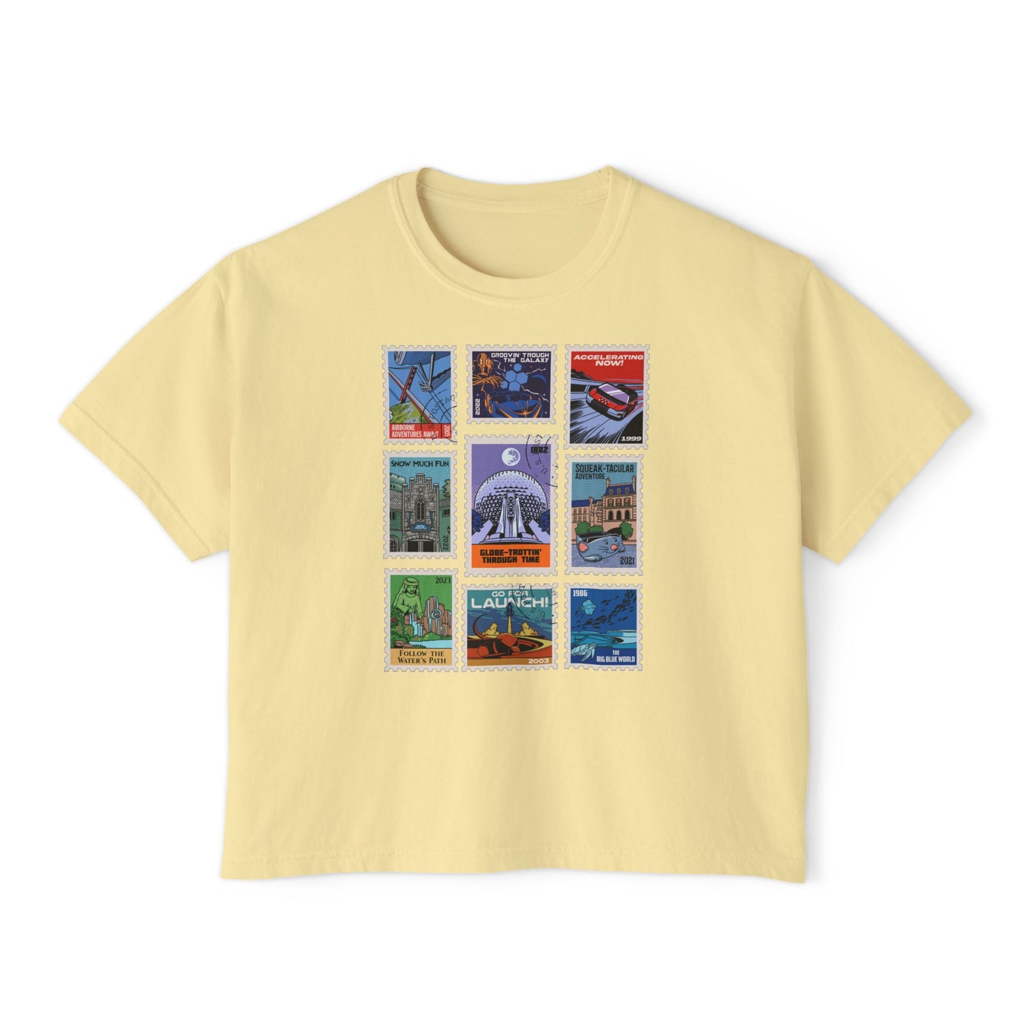 EPCOT Vintage Stamps - Women's Boxy Tee