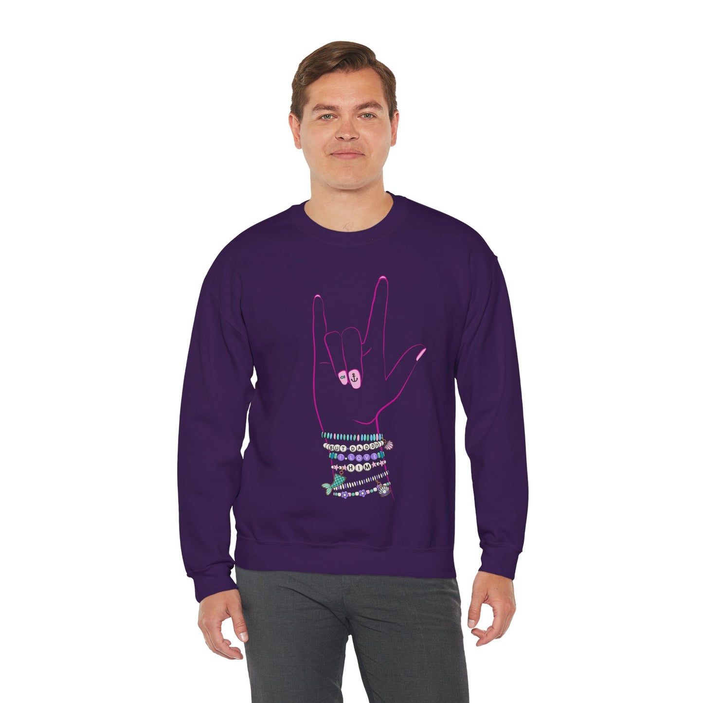 "But Daddy I Love Him!" - Friendship Bracelets - Adult Crewneck Sweatshirt