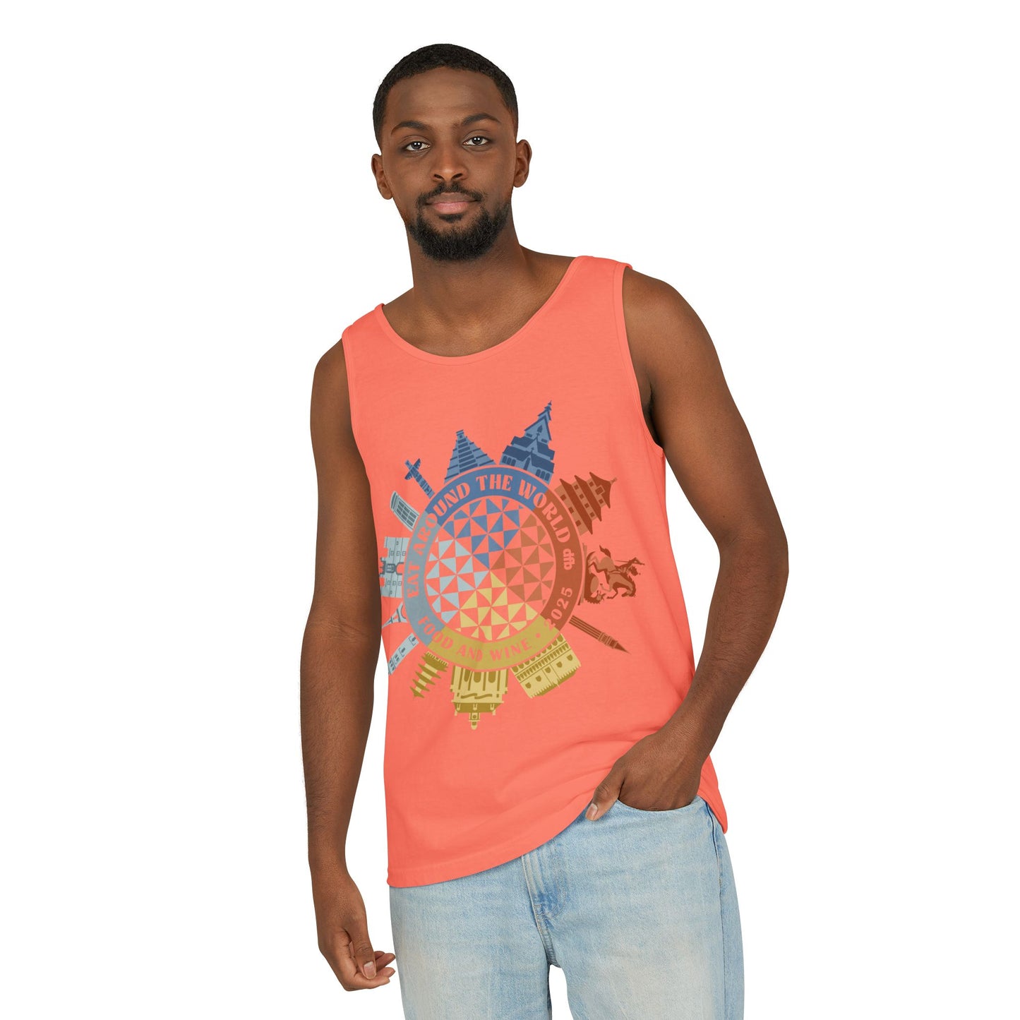 Food & Wine Compass - Unisex Garment-Dyed Tank Top