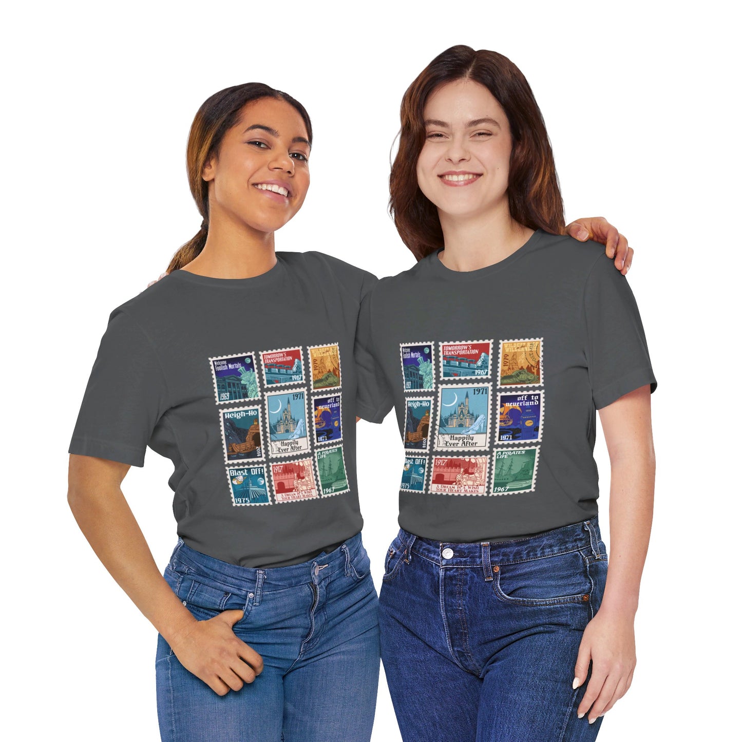 Magic Kingdom Vintage Stamps - Adult Tee Shirt