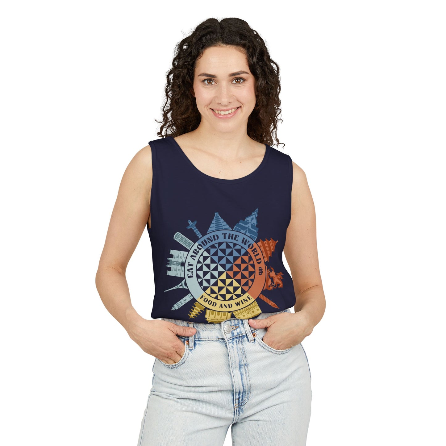 Food & Wine Compass - Unisex Garment-Dyed Tank Top
