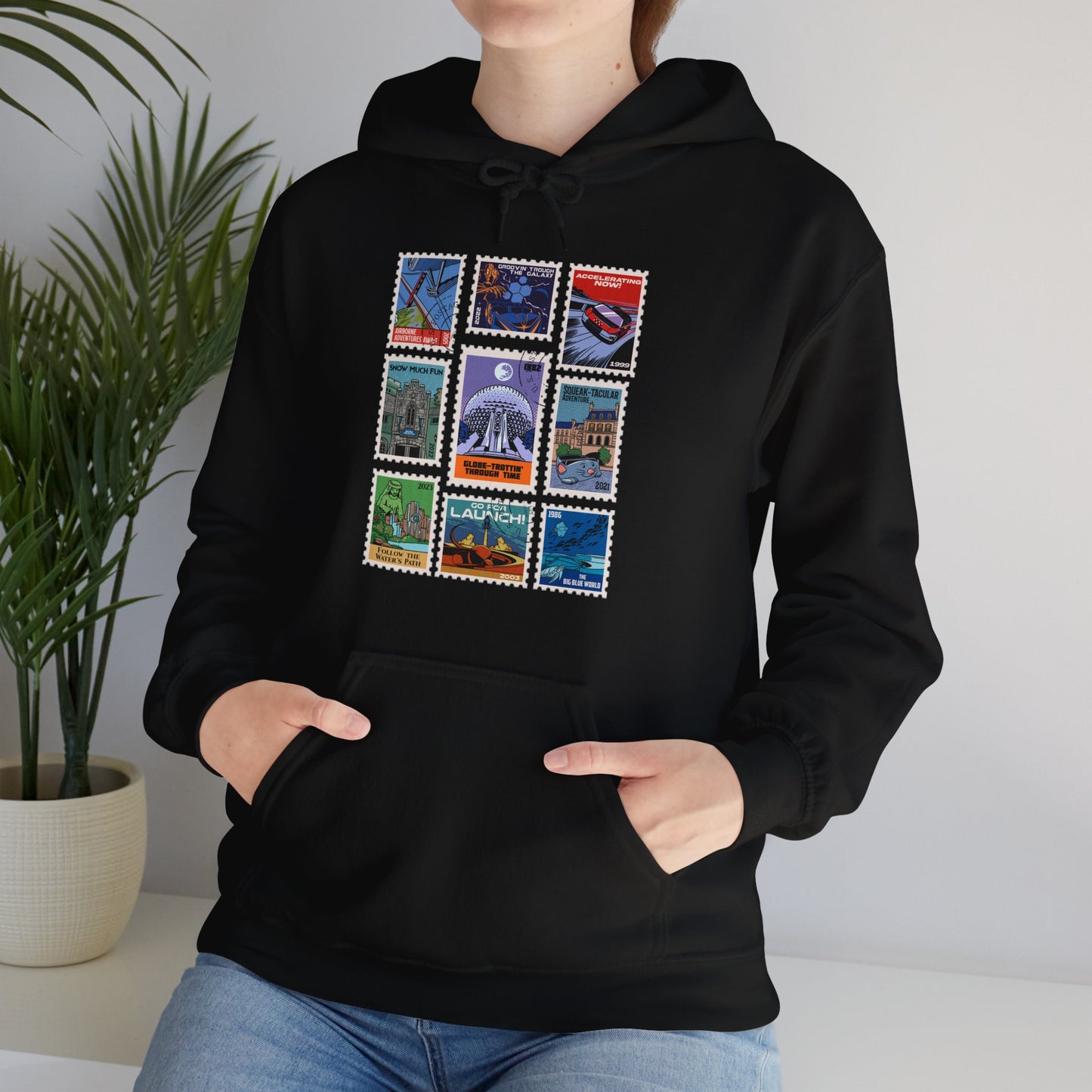 EPCOT Vintage Stamps - Adult Hoodie Sweatshirt