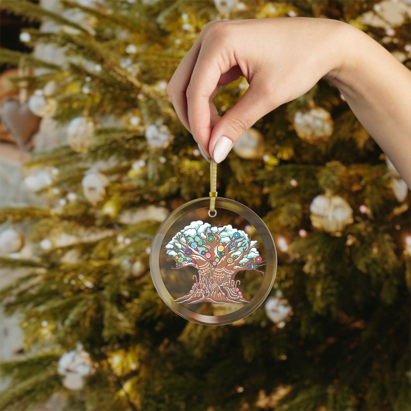 Gingerbread Tree of Life - Gingerbread Park Icon, Animal Kingdom - Glass Ornaments