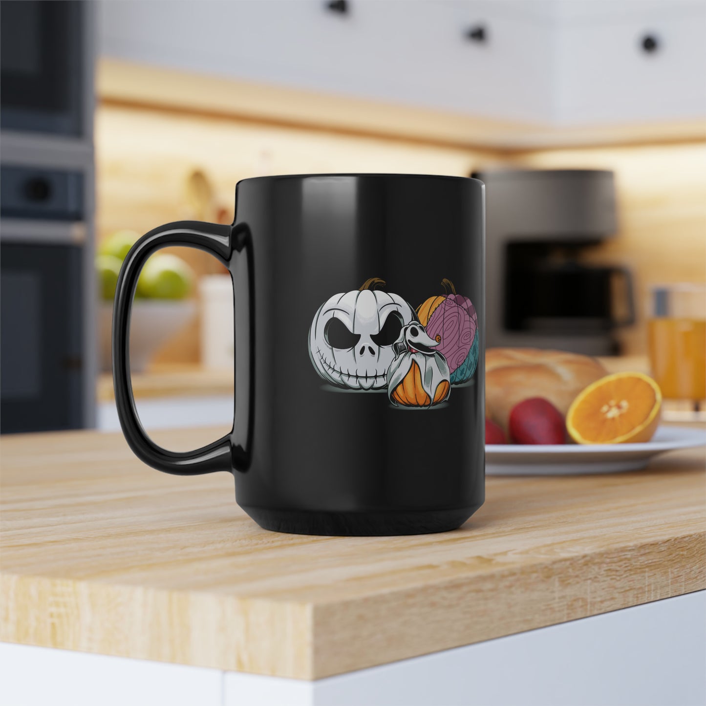 This Is Halloween Pumpkin Trio Black Mug, 15oz