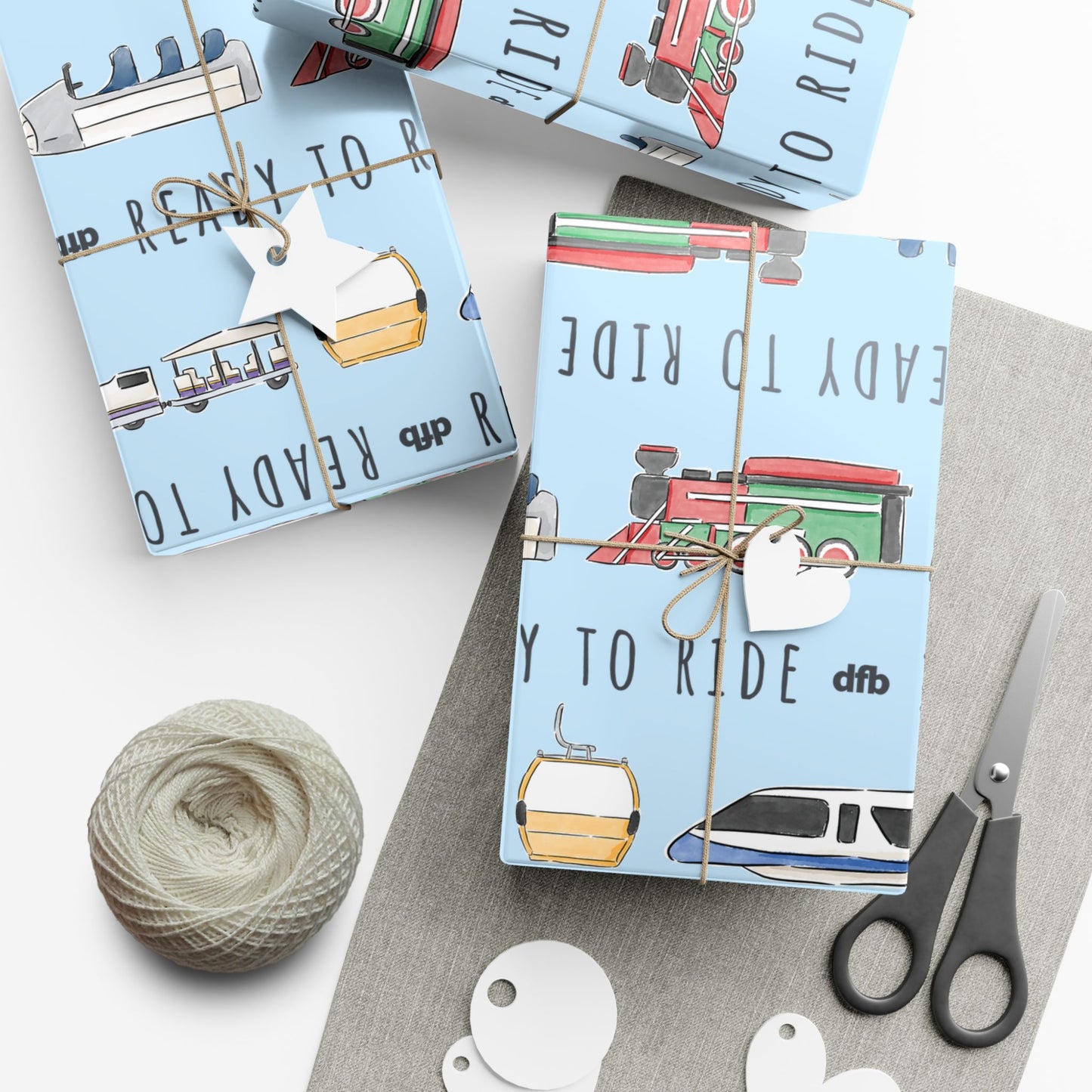 Ready to Ride, Light Blue Background - Gift Wrap Papers