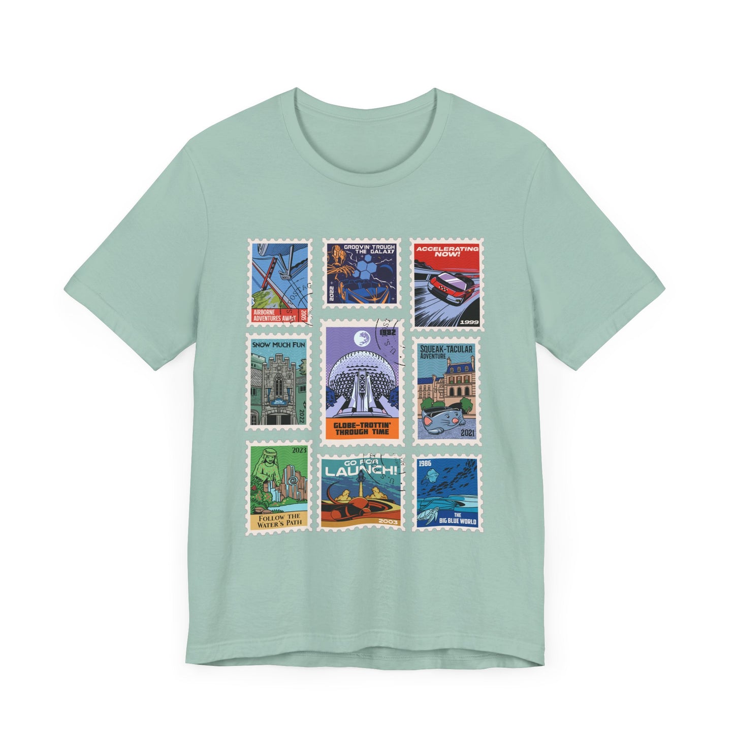 EPCOT Vintage Stamps - Adult Tee Shirt