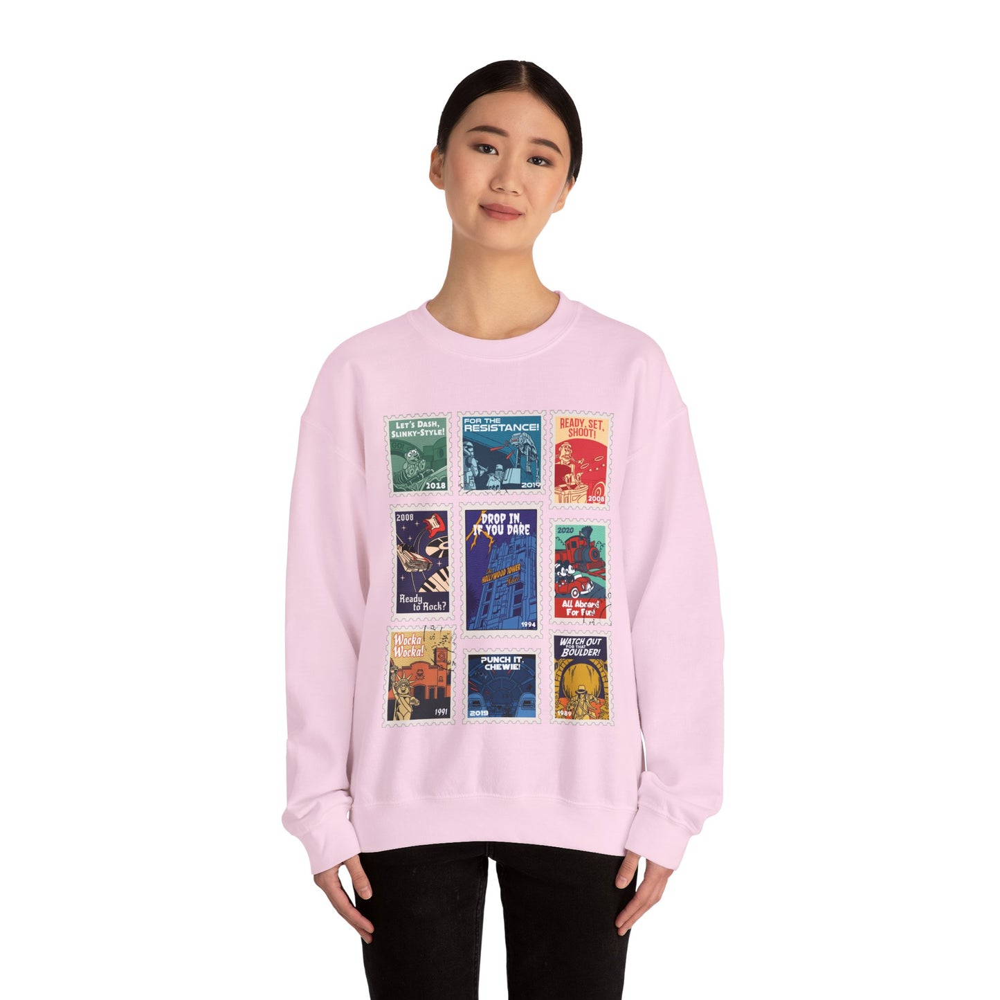 Hollywood Studios Vintage Stamps - Adult Crewneck Sweatshirt