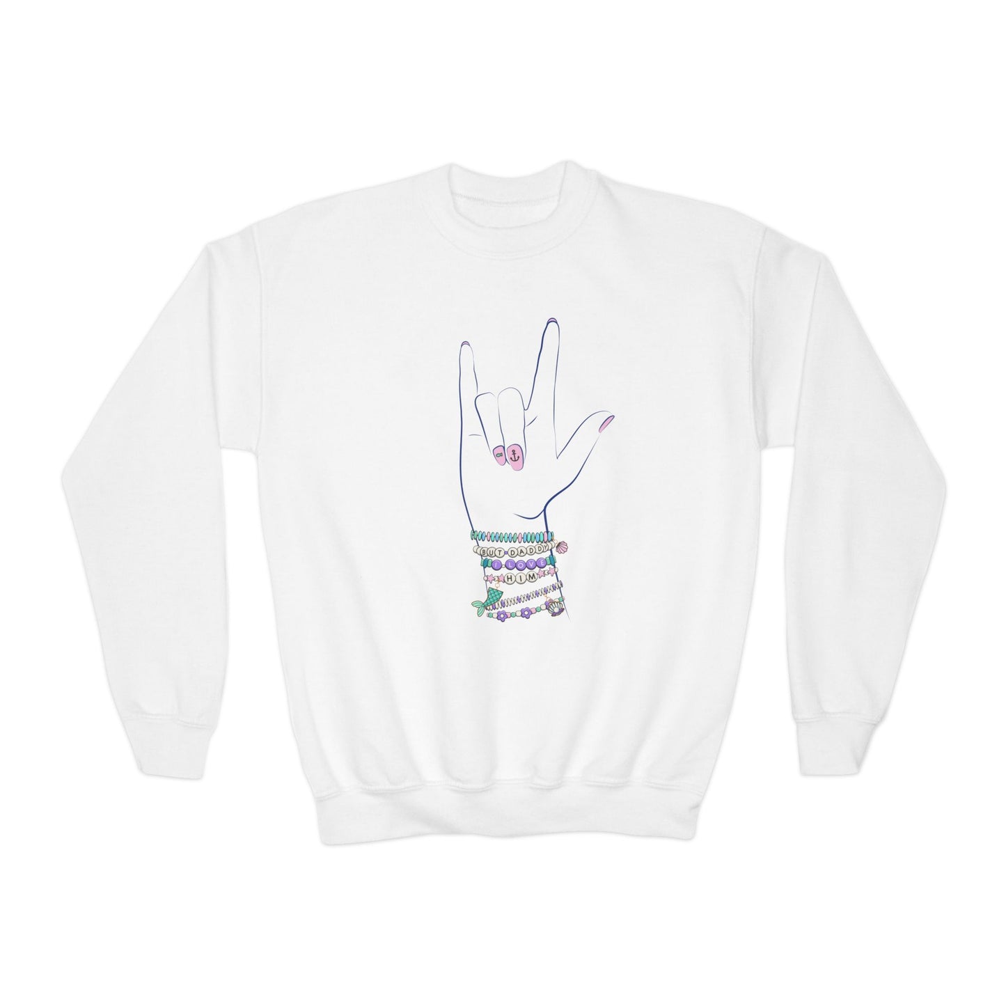 "But Daddy I Love Him!" - Friendship Bracelets - Youth Crewneck Sweatshirt