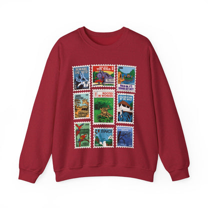 Animal Kingdom Vintage Stamps - Adult Crewneck Sweatshirt